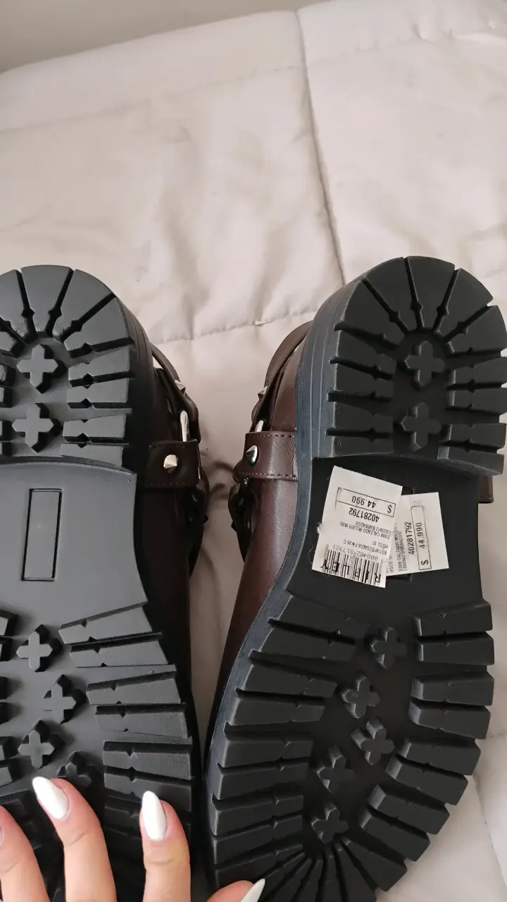Botines de cuero marrón con hebillas - 3