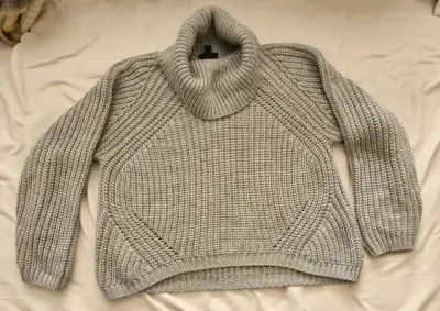 Suéter de punto gris Topshop con cuello alto - miniatura 1