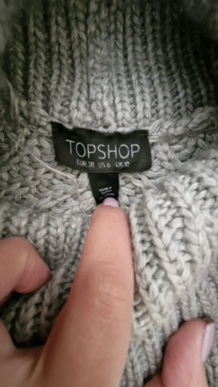 Suéter de punto gris Topshop con cuello alto - 2