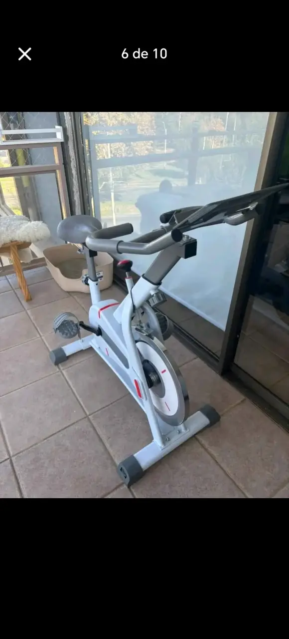 Bicicleta estática de ejercicio gris - 6