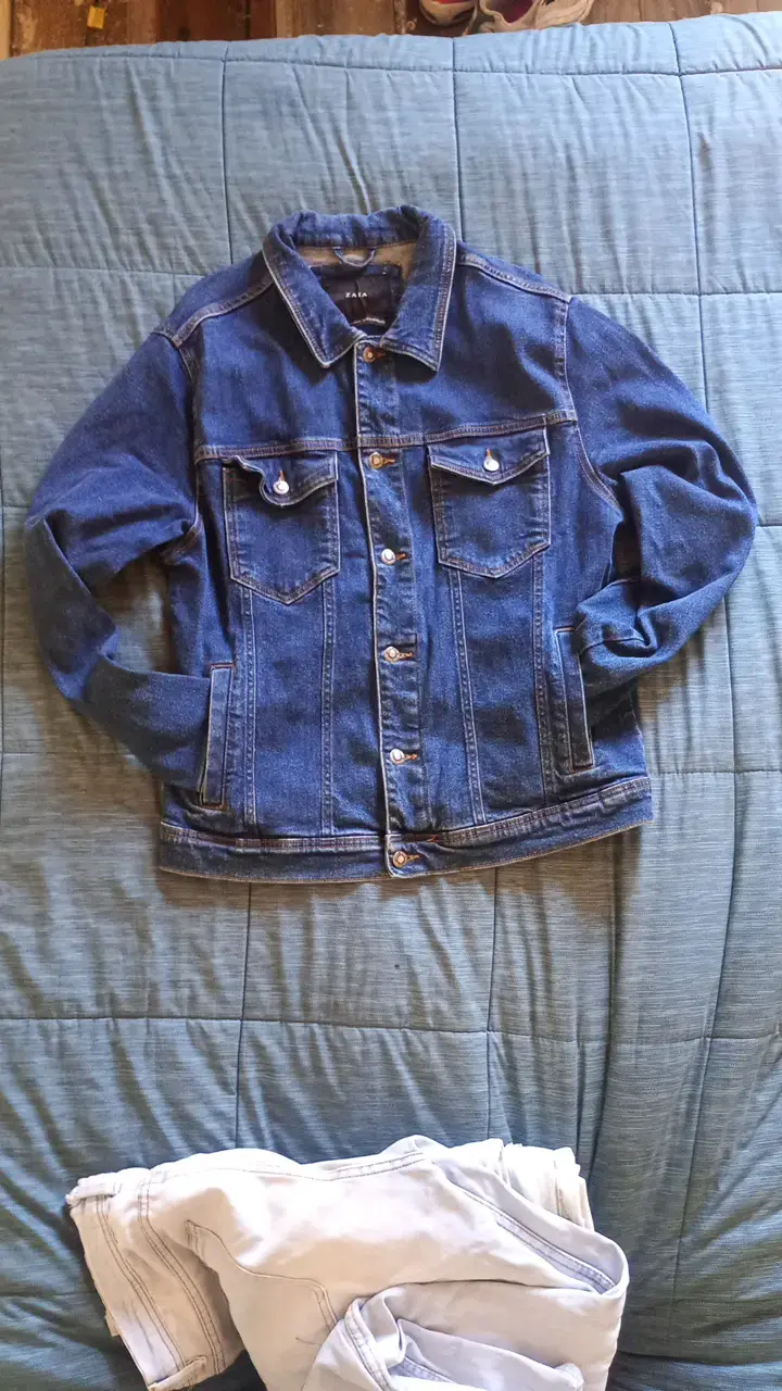 Chaqueta de mezclilla azul para mujer Zara - 1
