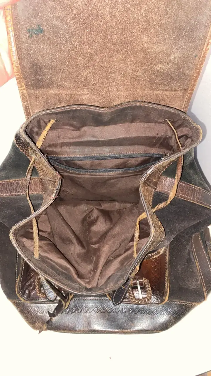 Mochila de cuero vintage marrón - 3