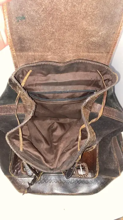 Mochila de cuero vintage marrón - miniatura 3