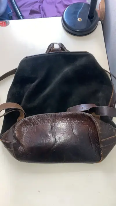 Mochila de cuero vintage marrón - miniatura 4