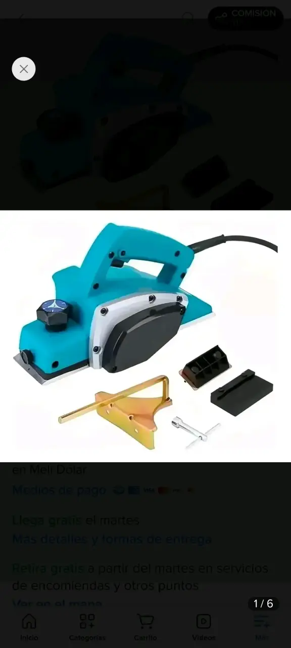 Cepillo Eléctrico Azul para Madera - 1