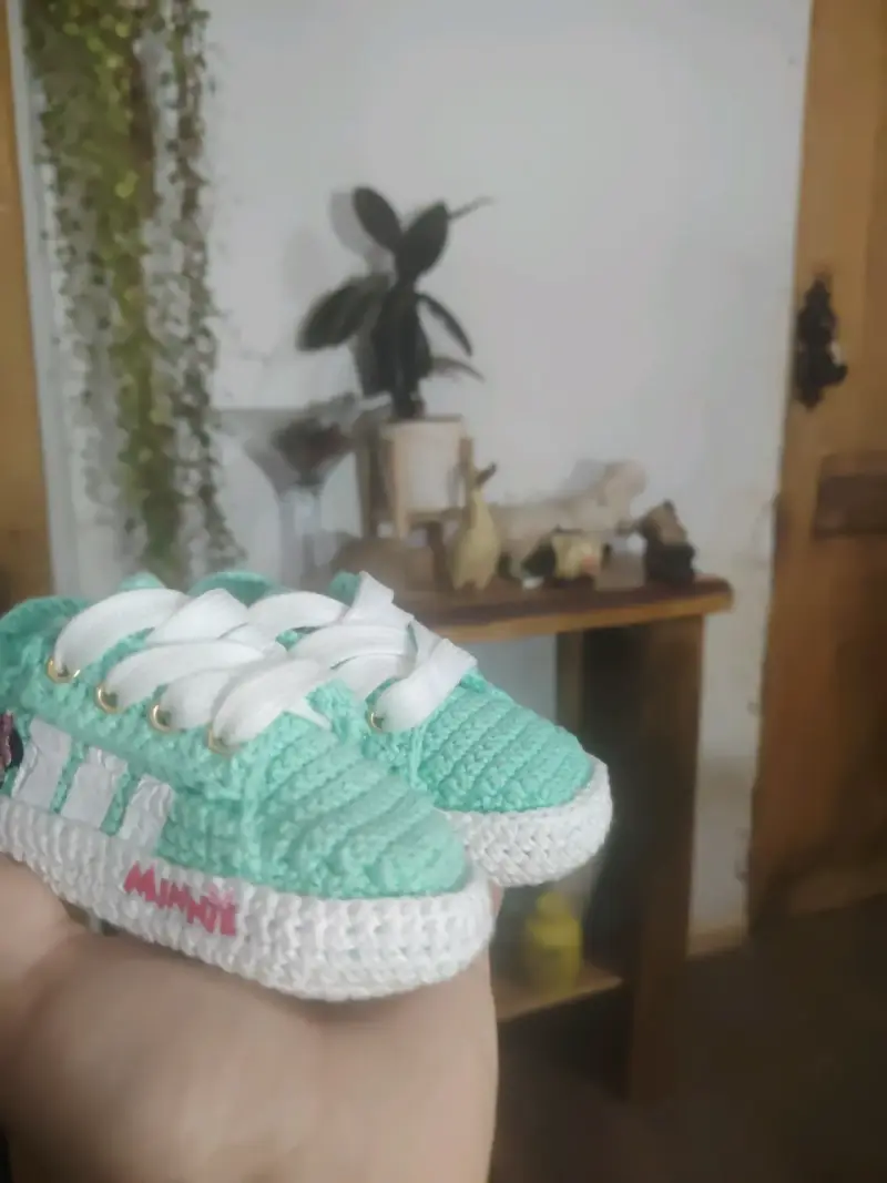 Zapatillas tejidas para bebé Minnie verde menta - 3