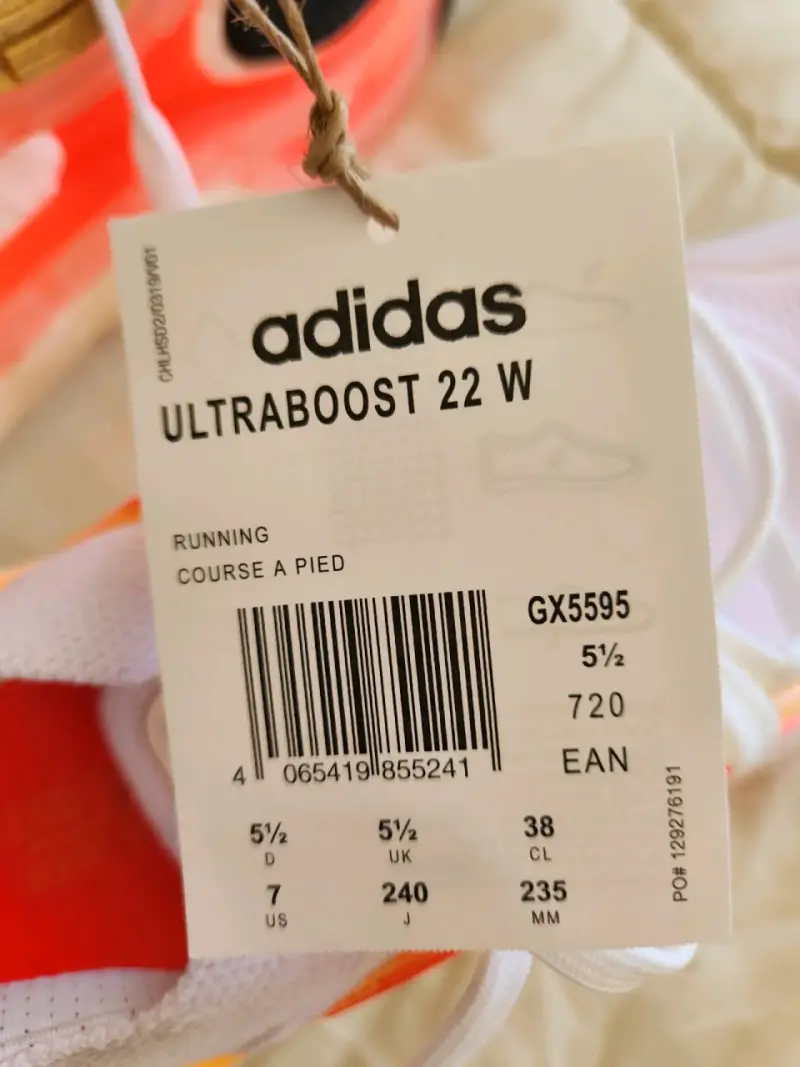 Zapatillas Adidas Ultraboost 22 Mujer Blancas y Naranjas - 3