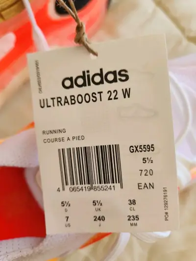Zapatillas Adidas Ultraboost 22 Mujer Blancas y Naranjas - miniatura 3
