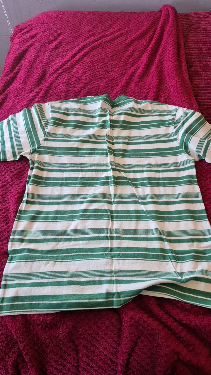Polera a rayas verde y blanca Loose Fit - 4