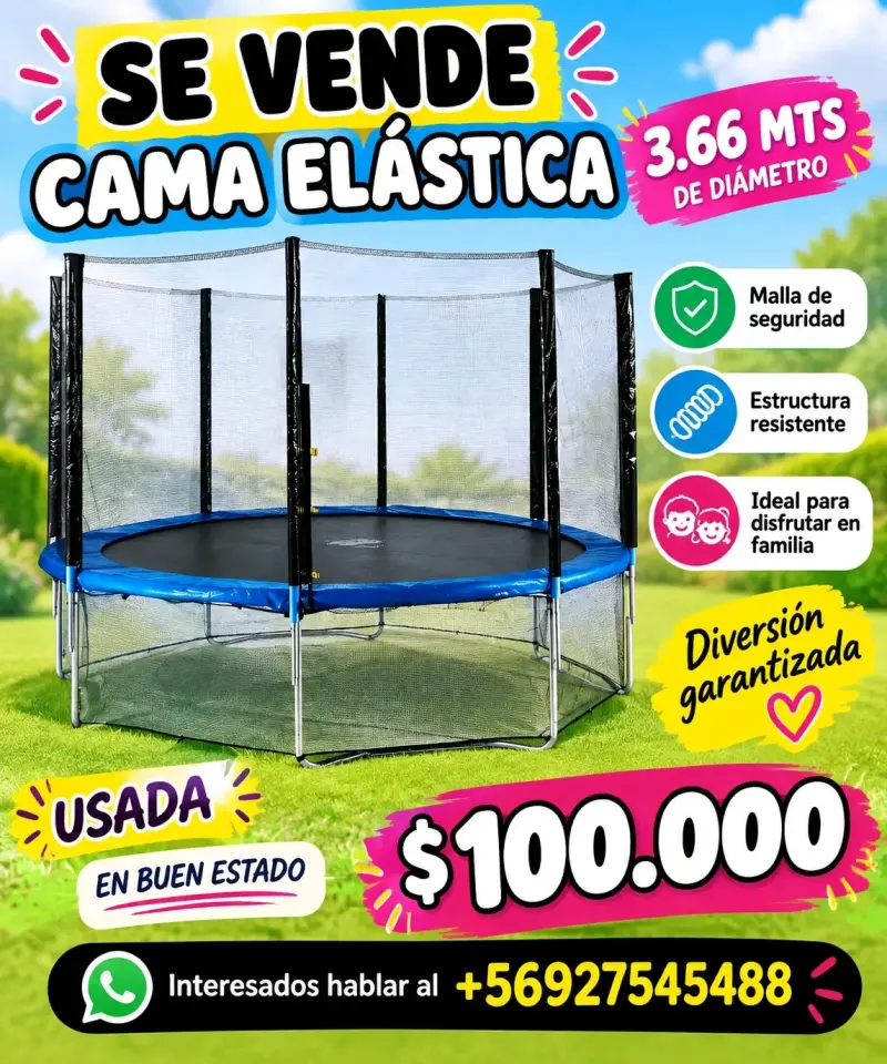Cama elástica 3.66 mts con malla de seguridad