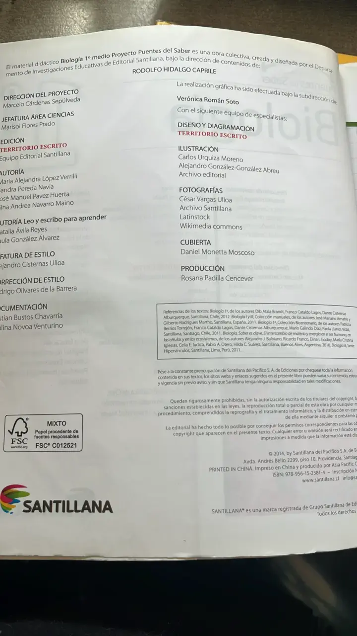 Libro de Biología 1° Puentes del Saber Santil - 3