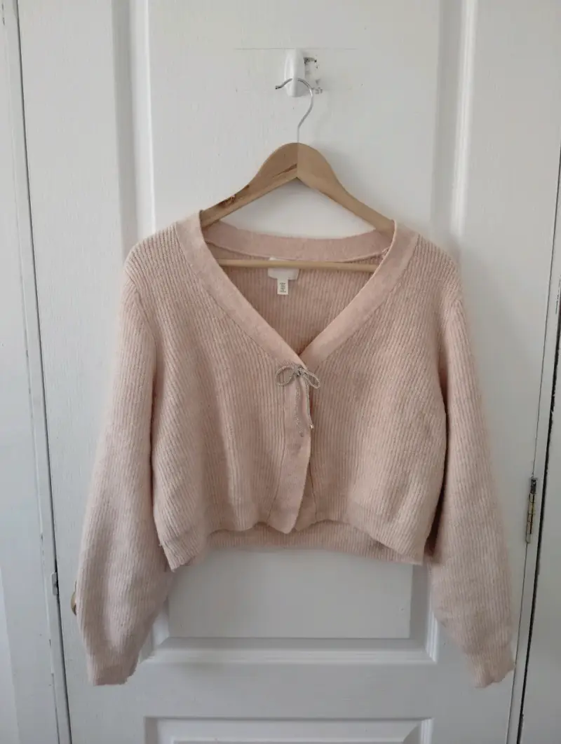Chaleco de punto rosa claro H&M con lazo - 1
