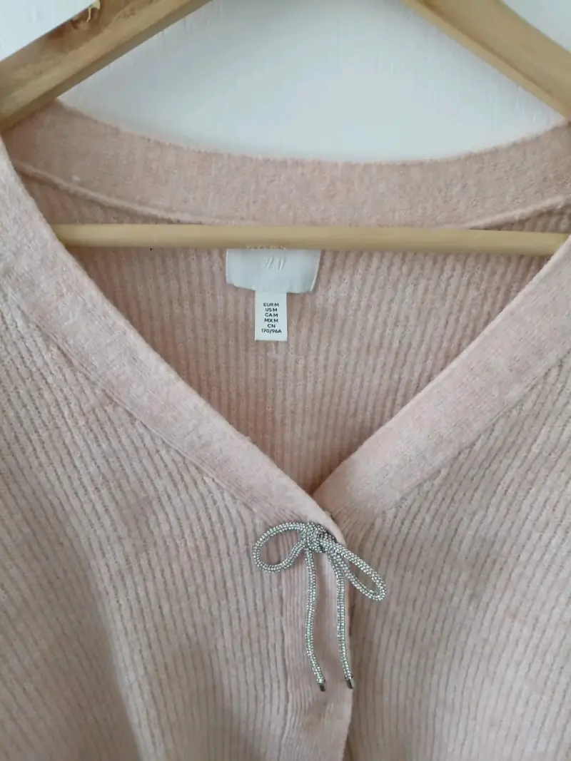 Chaleco de punto rosa claro H&M con lazo - 2