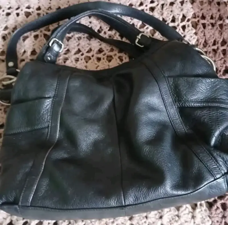 Cartera de cuero negro grande - 2