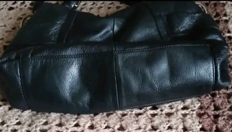 Cartera de cuero negro grande - 3