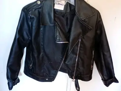 Chaqueta de cuero sintético negra para niños - miniatura 1
