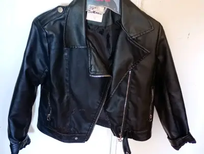 Chaqueta de cuero sintético negra para niños - miniatura 2
