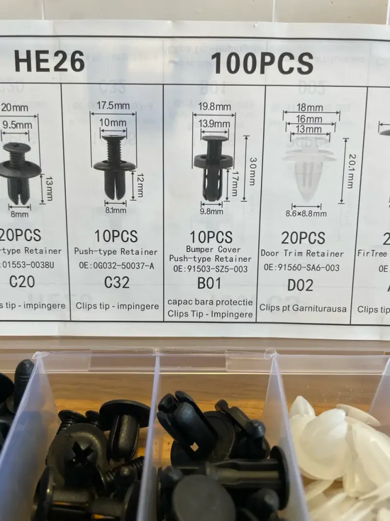 Set de 100 Sujetadores Plásticos para Automóvil - 3