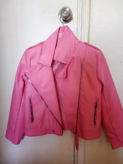 Chaqueta biker rosa para niña talla 10 - miniatura 2
