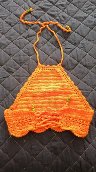 Top tejido a crochet color naranja - miniatura 2