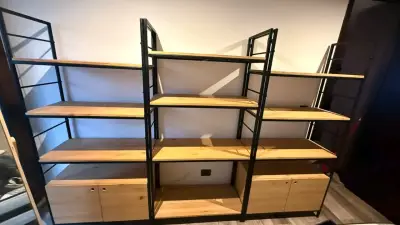 Dos Estanterías modulares de madera real y fierro - miniatura 1