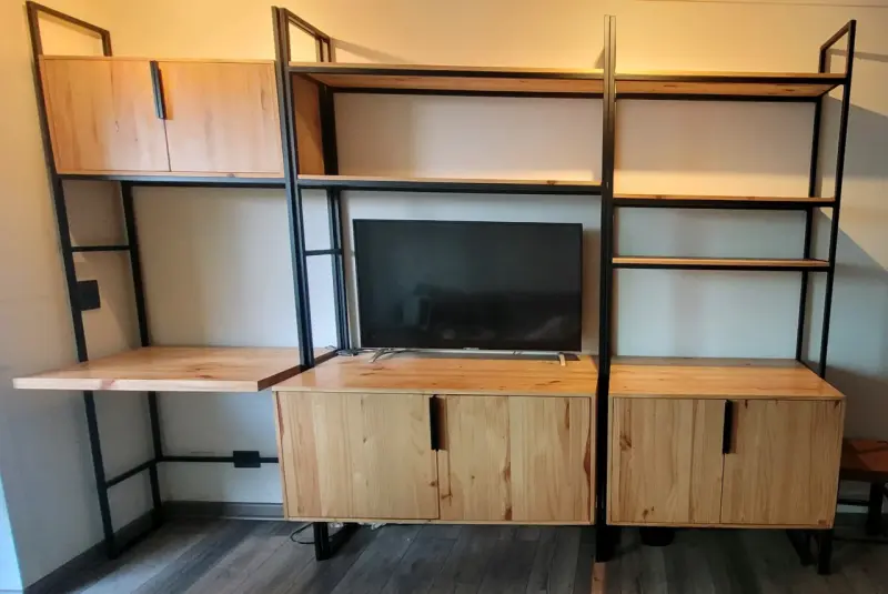Dos Estanterías modulares de madera real y fierro - 2