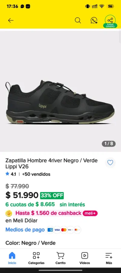 Zapatillas Hombre Lippi 4river Negro Verde - miniatura 1