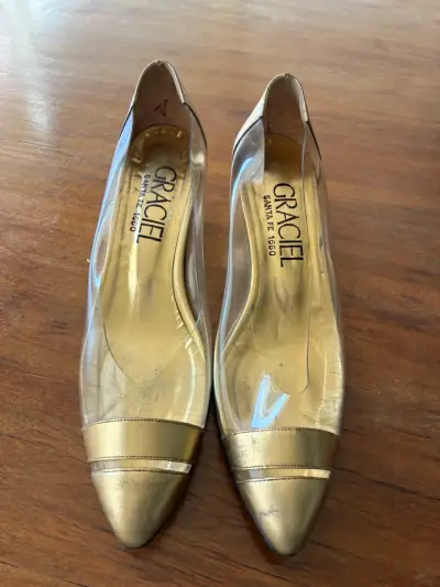 Zapatos de tacón dorados Graciel transparentes - miniatura 1