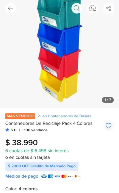 Contenedores de reciclaje Wenco 4 colores - miniatura 2