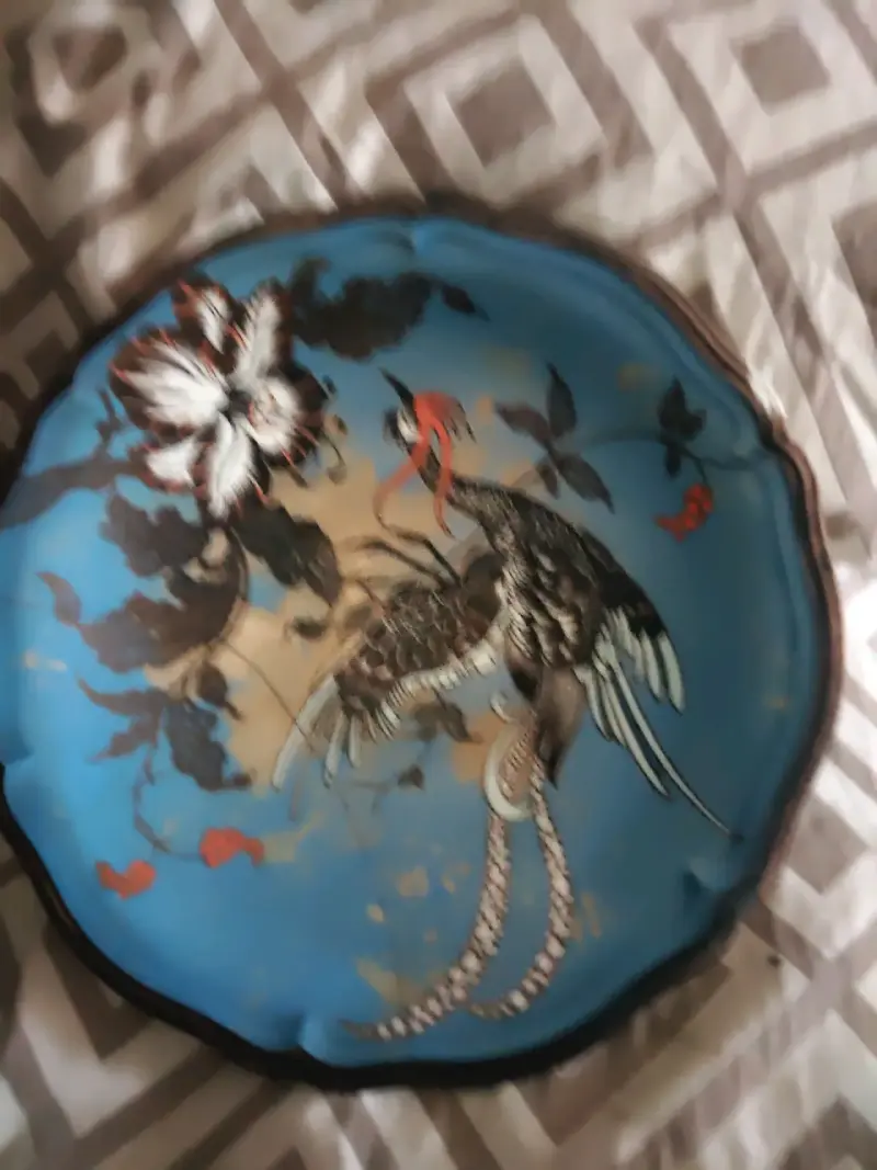 Bandeja decorativa de cerámica con diseño de ave - 2