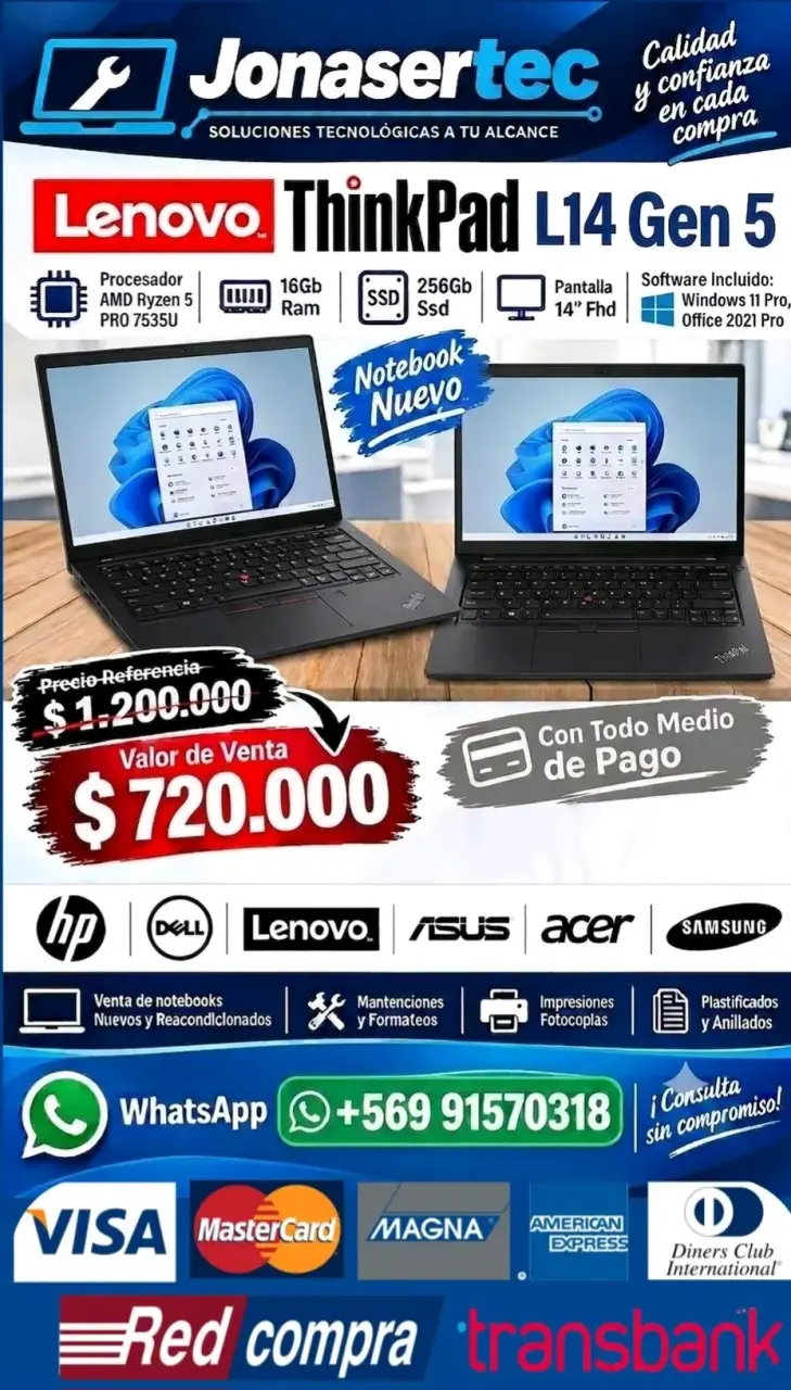 Notebook Lenovo ThinkPad L14 Gen 5 16GB RAM 256GB SSD