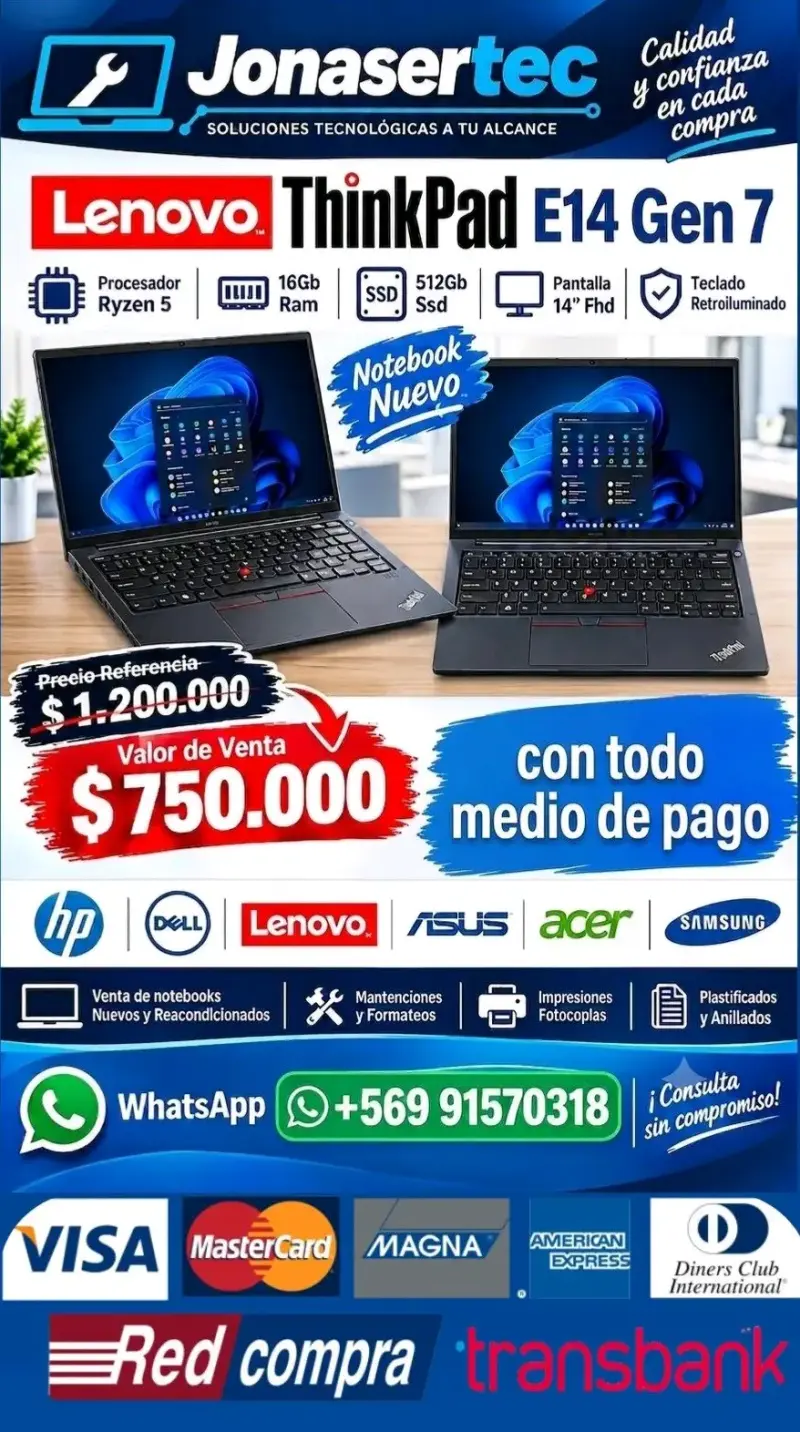 Notebook Lenovo ThinkPad E14 Gen 7 Ryzen 5 16GB RAM