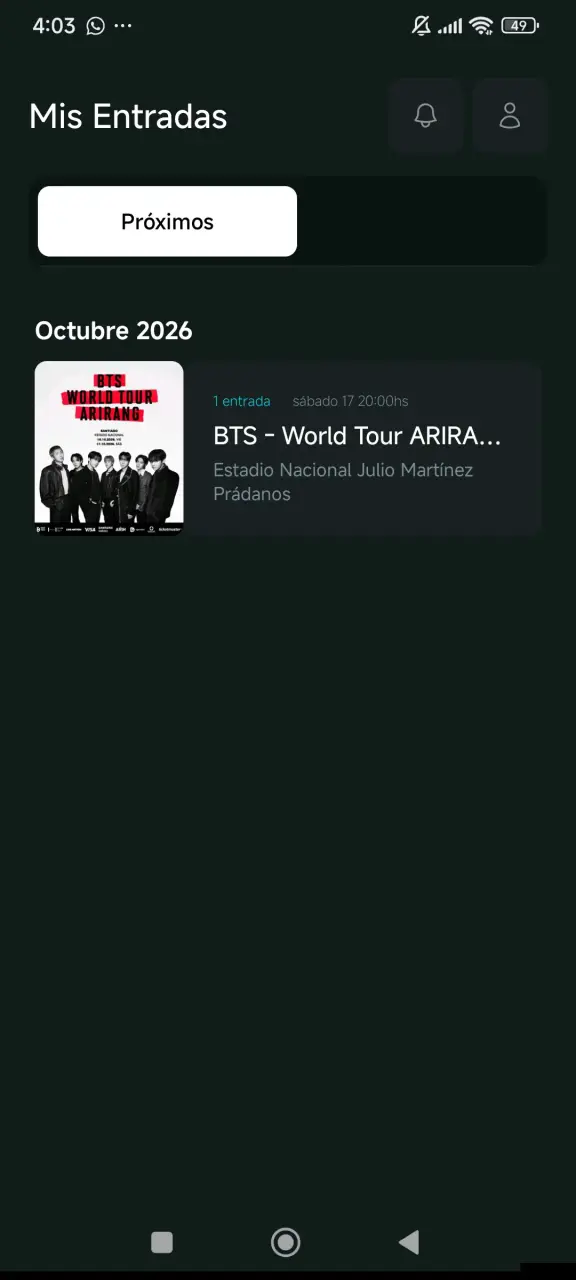 Entrada para concierto BTS World Tour 2026