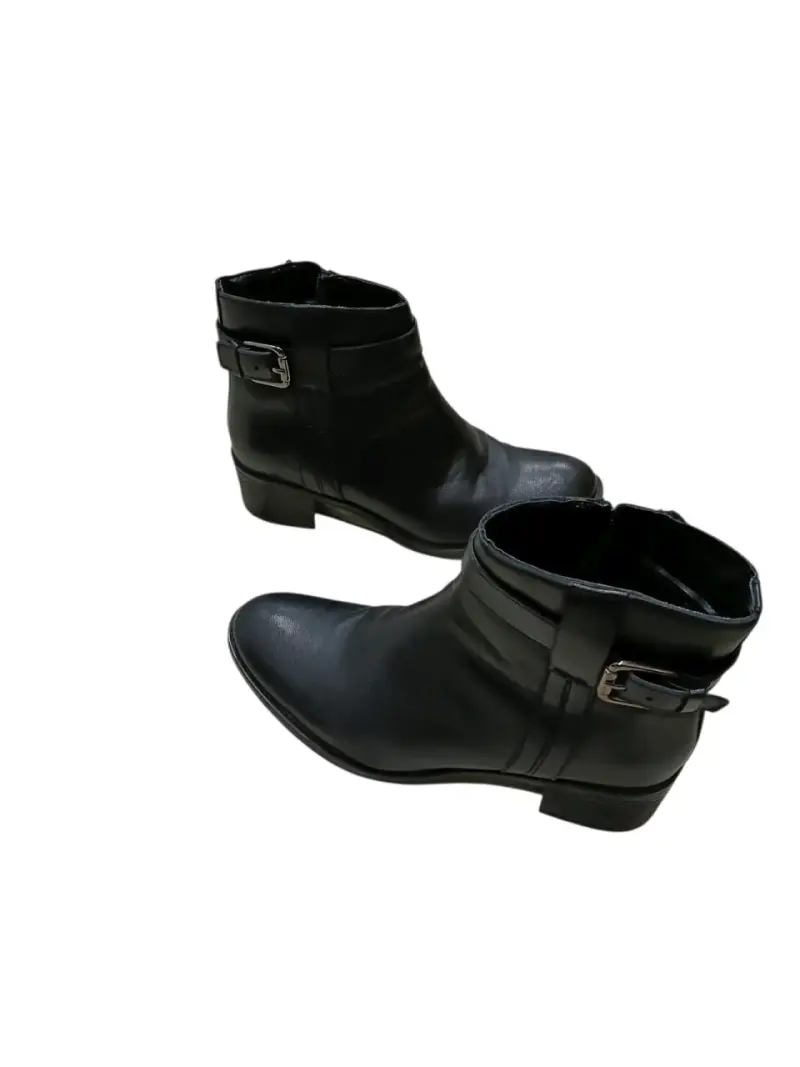 Botines de cuero marrón con tacón bajo - 2