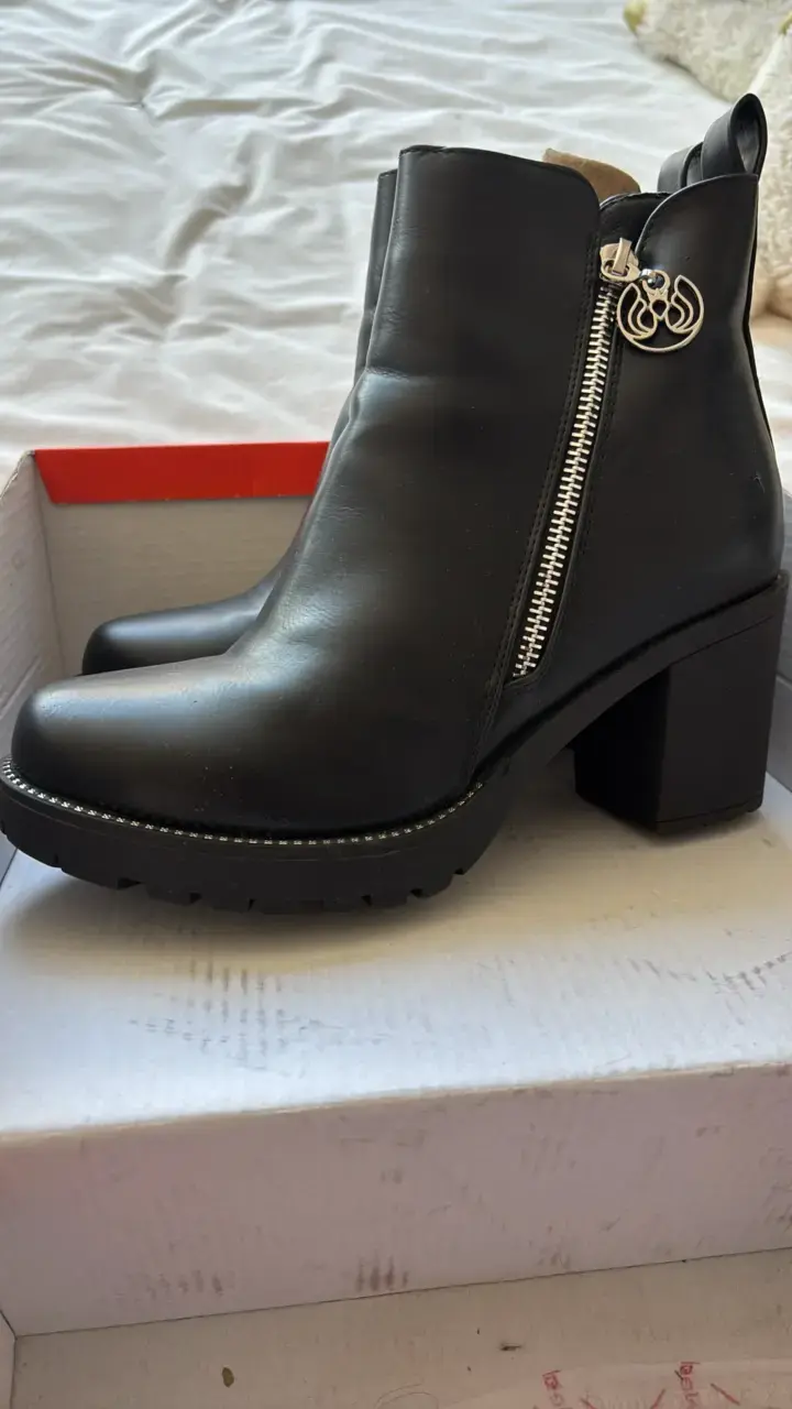 Botines de cuero negro con cierre Weide - 1