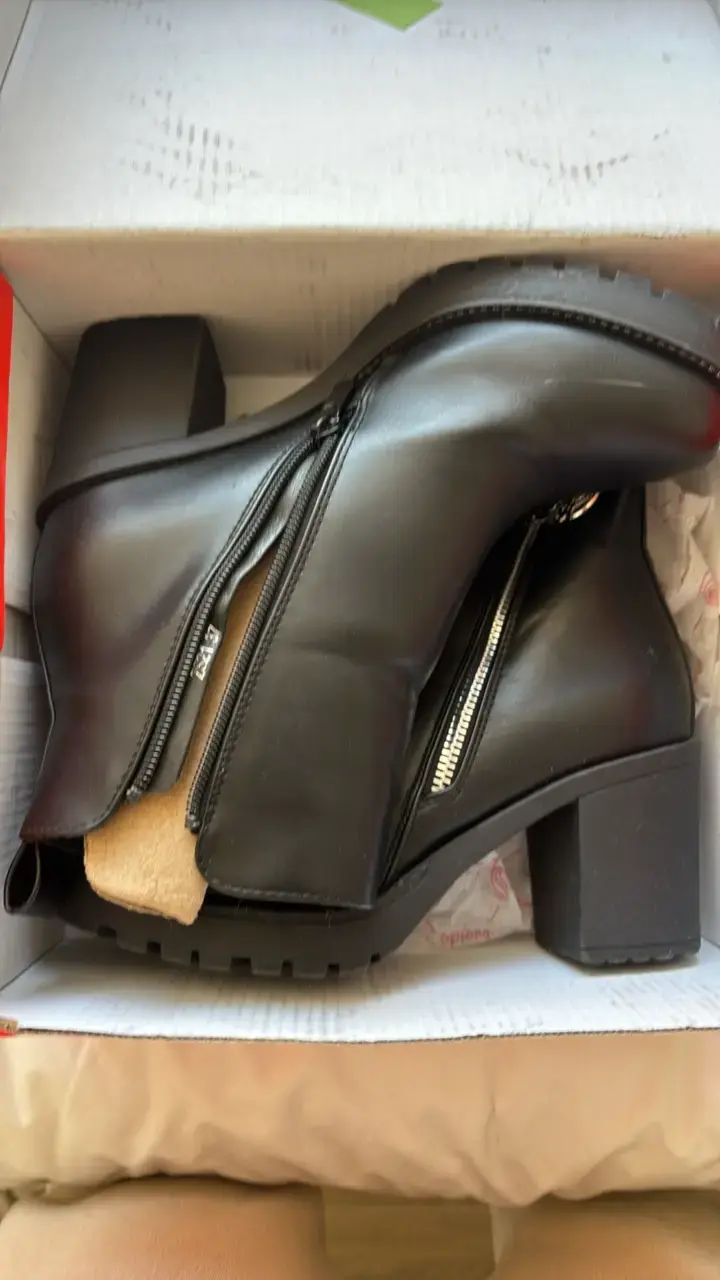 Botines de cuero negro con cierre Weide - 2