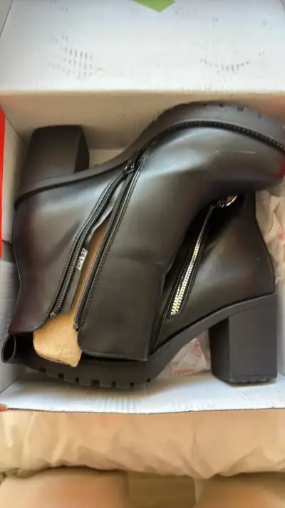 Botines de cuero negro con cierre Weide - miniatura 2