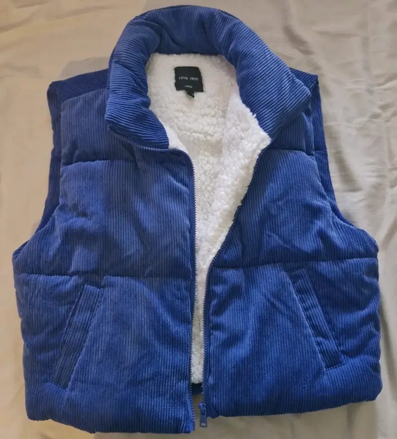 Chaqueta sin mangas azul Love Tree con forro polar - 1