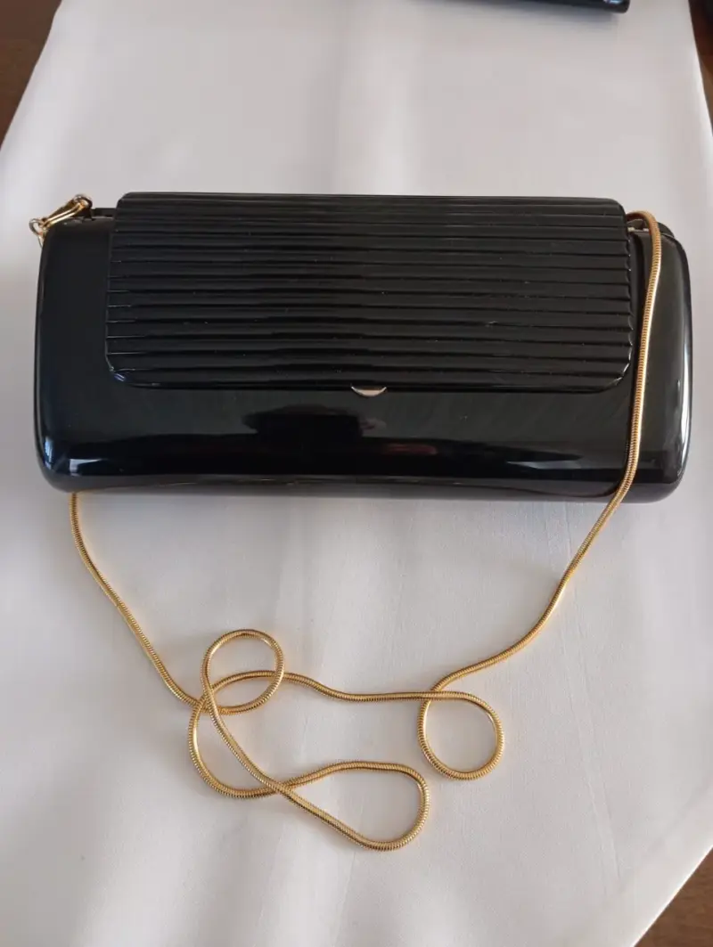 Hermoso Bolso de Fiesta Clutch Rígido Negro - 1