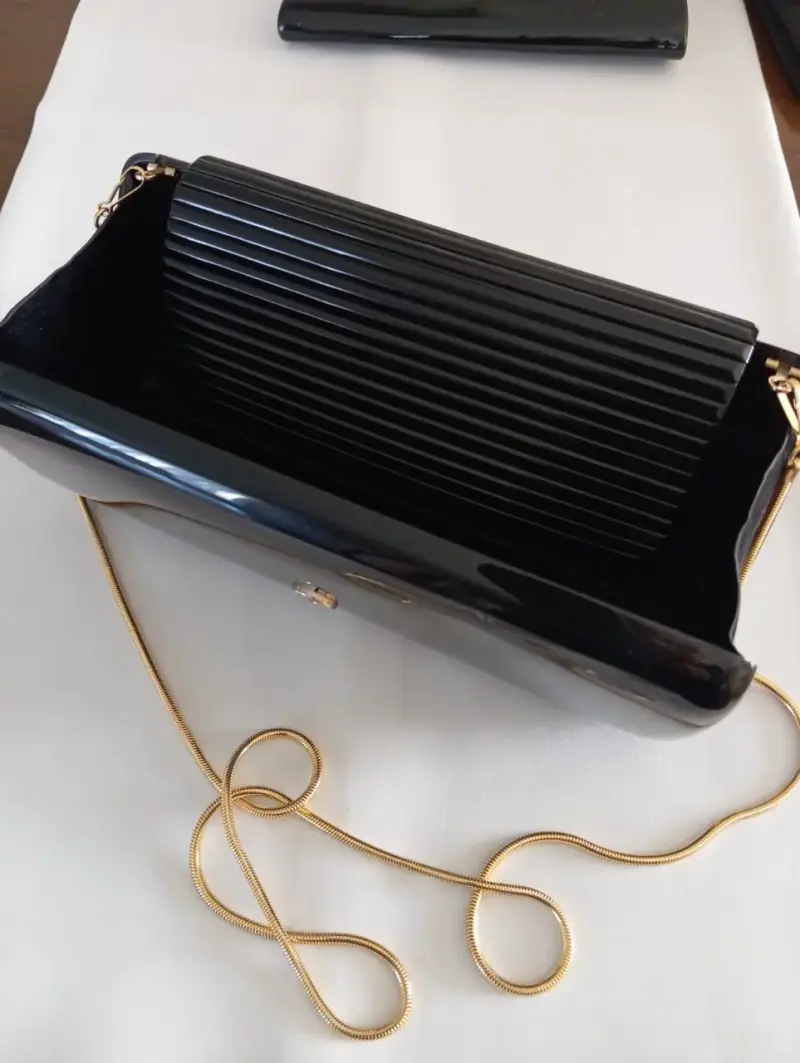 Hermoso Bolso de Fiesta Clutch Rígido Negro - 2
