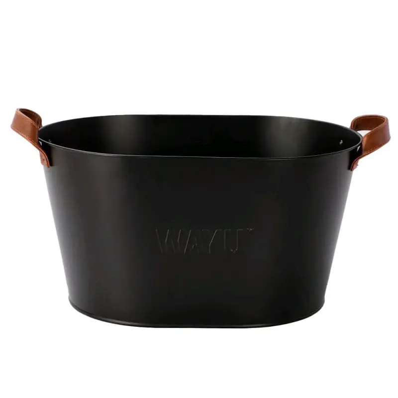 Hielera de Metal Negro con Asas de Cuero Wayu - 1