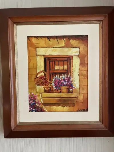Cuadro de arte con marco de madera traído de Lima, - miniatura 1
