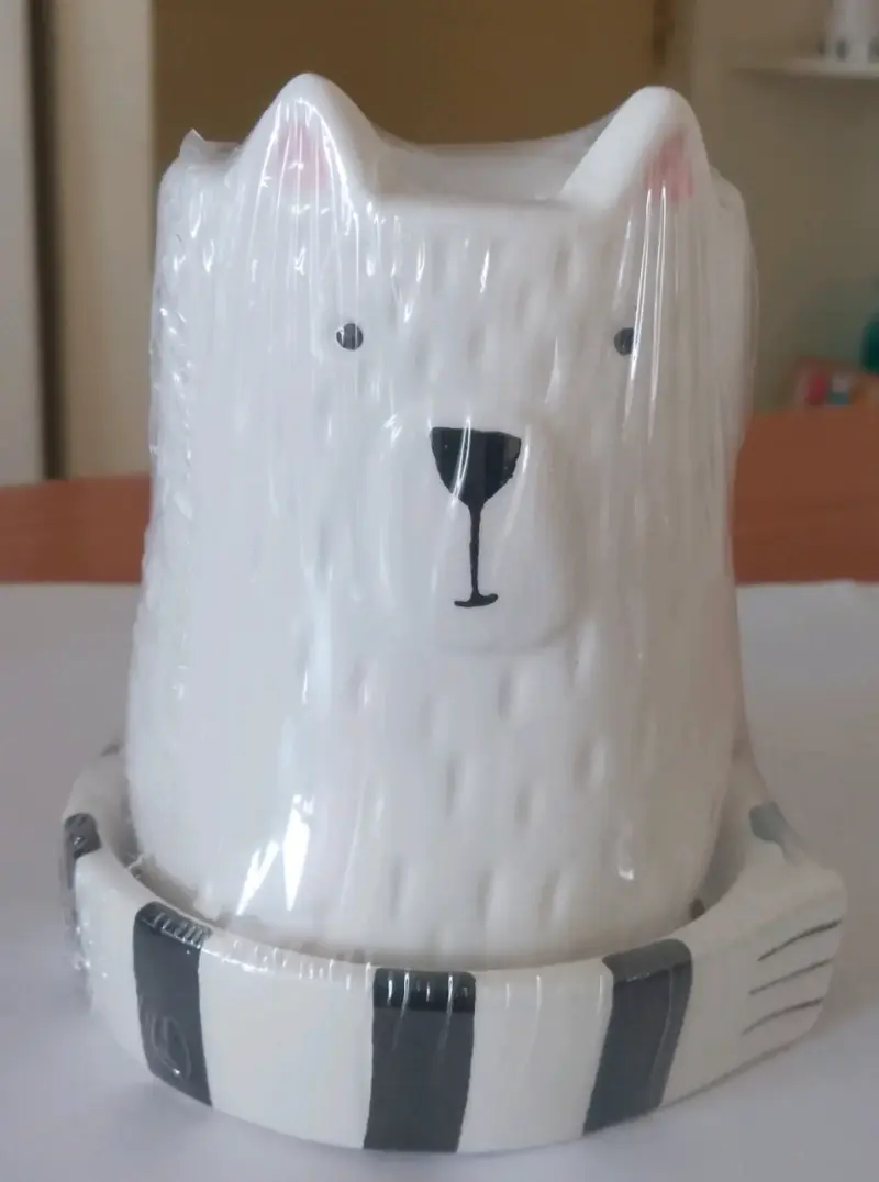 Macetero de cerámica con diseño de oso polar