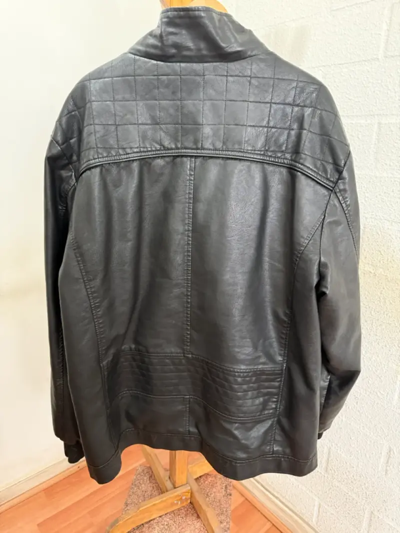 Chaqueta de cuero sintético negra para hombre - 3