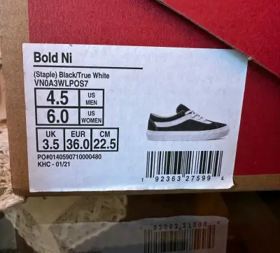 Zapatillas Vans Bold Ni Blanco y Negro Nuevas - miniatura 2