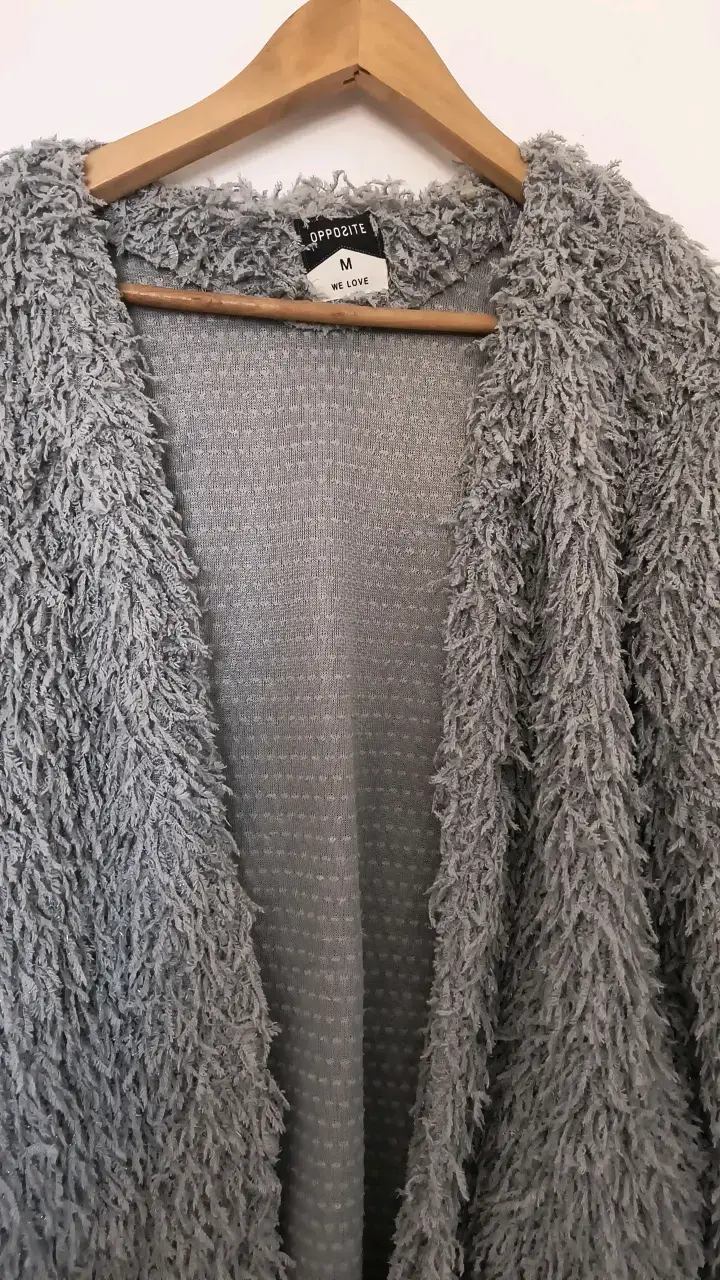 Chaqueta de felpa gris Oppozite talla M - 3