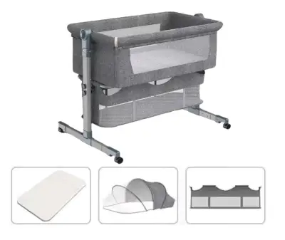 Cuna colecho gris ajustable para bebé y cojin - miniatura 2