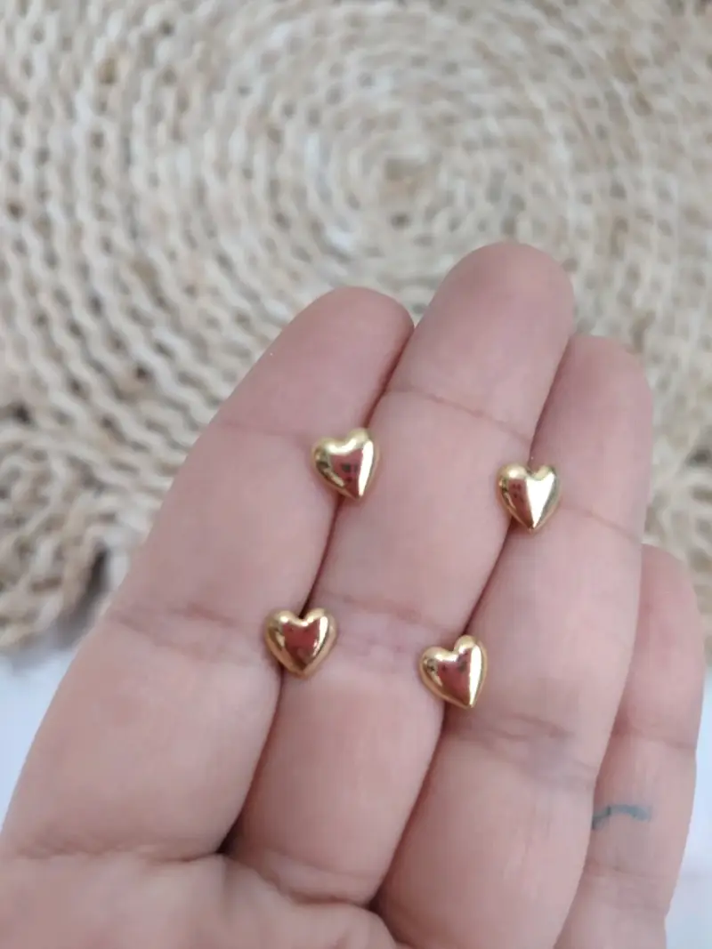 Set de aros bañados en oro de luna y corazón - 2