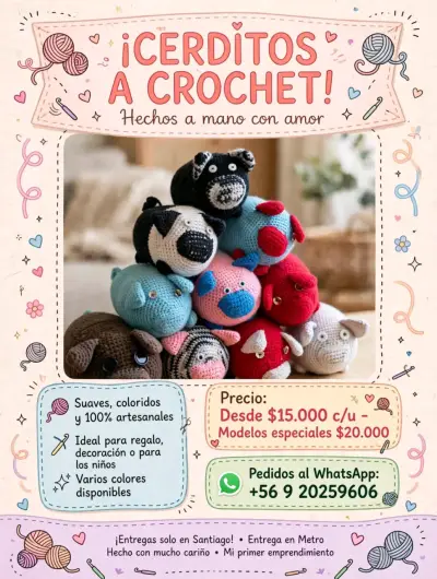 Cerditos a crochet hechos a mano - miniatura 1