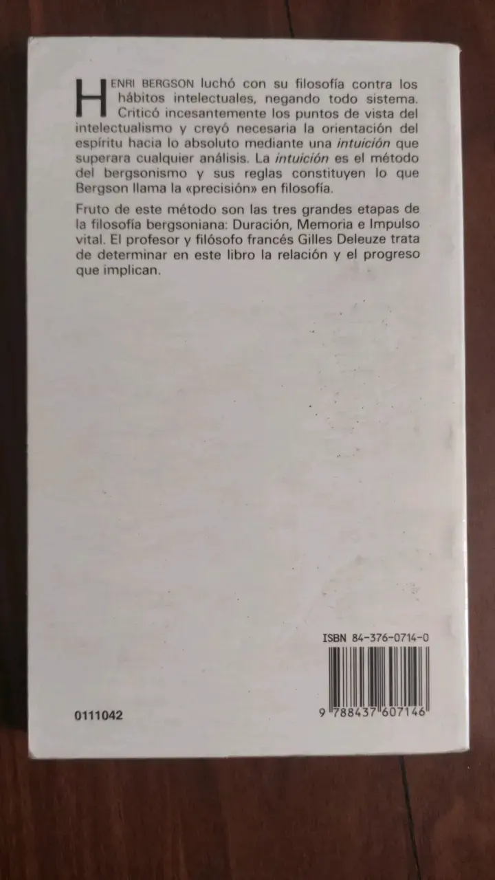 Libro 'El Bergsonismo' de Gilles Deleuze - 2